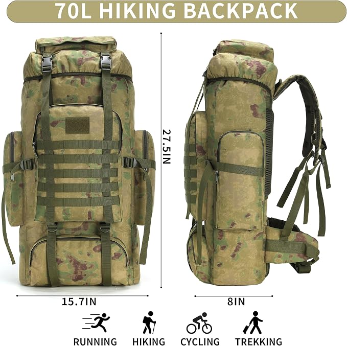 Hiking Backpack for Men 70L/100L Camping Backpack Military Rucksack Molle 3 - Image 2