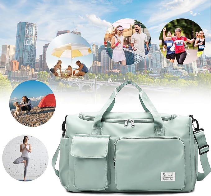 Suruid Travel Duffel Bag with Shoes Compartment Sports Gym Bag with Dry Wet - Image 7