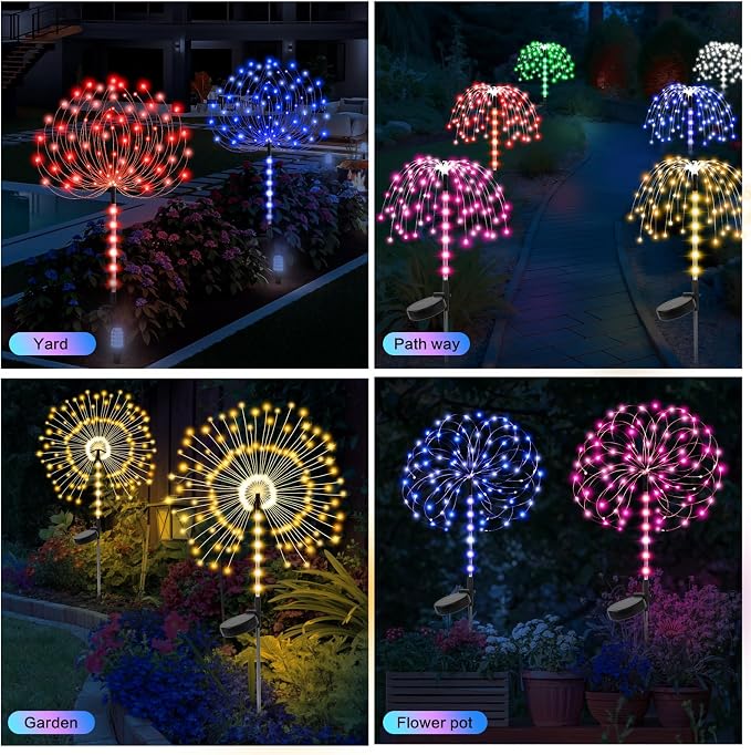 Garden Decor Outdoor Lights 500LED 4Pack, Solar Garden Lights - Image 7