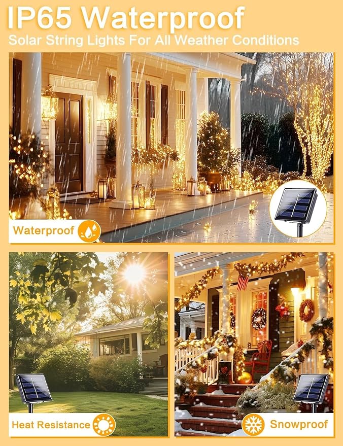 Solar String Lights Outdoor, 6 Pack Each 100 LED Solar Fairy Lights - Image 3