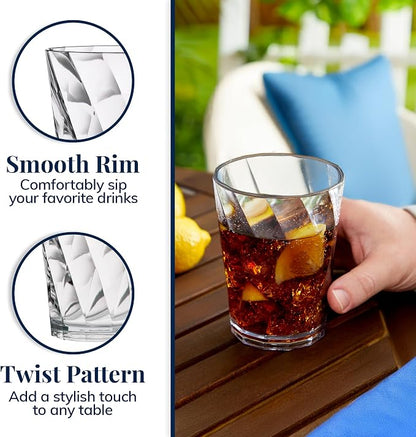 US Acrylic Optix Plastic Reusable Drinking Glasses 14oz Rocks Cups in Clear | - Image 4