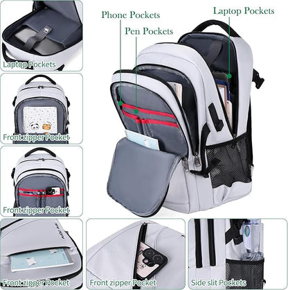 FENGDONG Durable Waterproof Travel Laptop Backpack 17.3 inch, Large College - Image 3