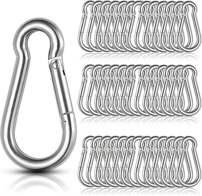 60Pcs Stainless Steel Carabiner Clip Spring-Snap Hook 1/4 in, M6 x 2 3/8 Inch by LISHINE