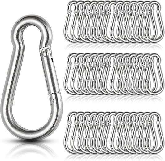 60Pcs Stainless Steel Carabiner Clip Spring-Snap Hook 1/4 in, M6 x 2 3/8 Inch by LISHINE