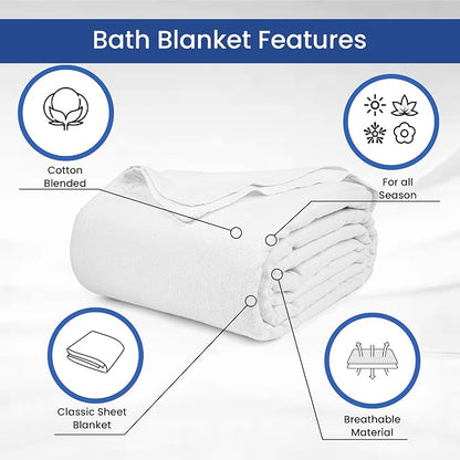 Linteum Textile Cotton Blended Hospital Patient Bath Blanket, Bed Bath Sheet - Image 3