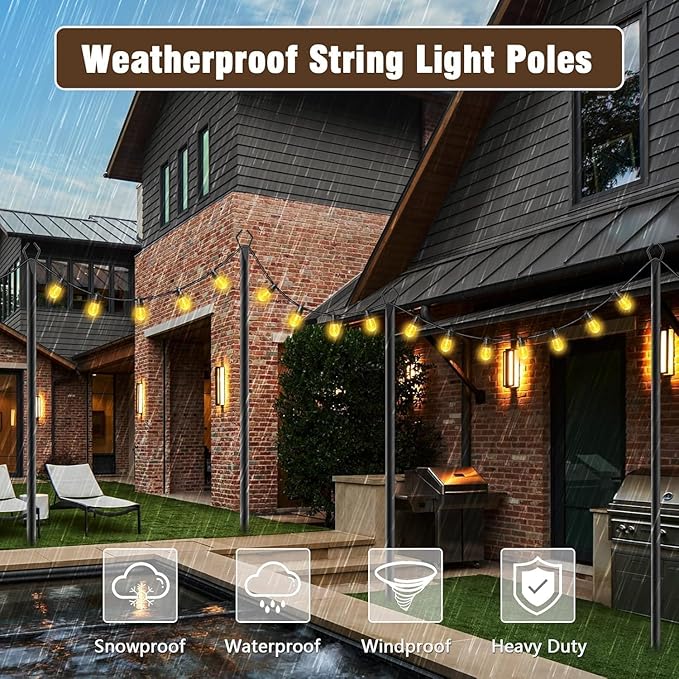 AILBTON 10Ft String Light Poles 4 Pack, Light Poles - Image 5