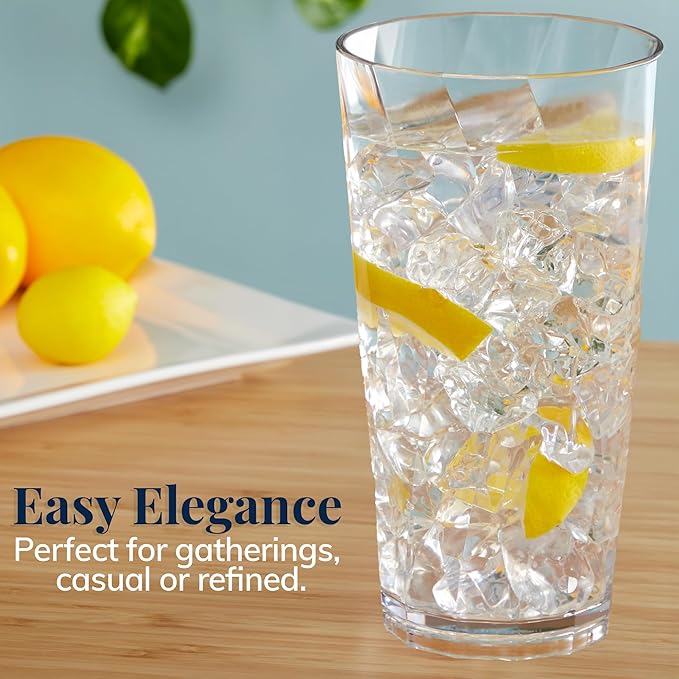 US Acrylic Optix Plastic Reusable Drinking Glasses 20oz Water Cups in Clear | - Image 5