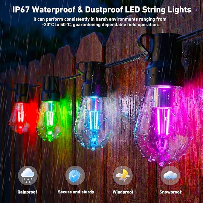 Outdoor String Lights, 400FT Smart RGB+IC Patio Lights - Image 4