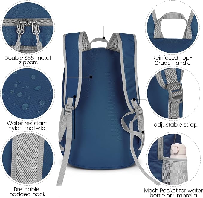 ZOMAKE Lightweight Packable Backpack 28L, Foldable Backpacks Water Resistant - Image 4
