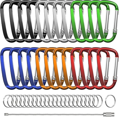 2.4" 24pcs Small Carabiner Clip Keychain, Aluminum D Ring Shape Clips by XIECHANEE