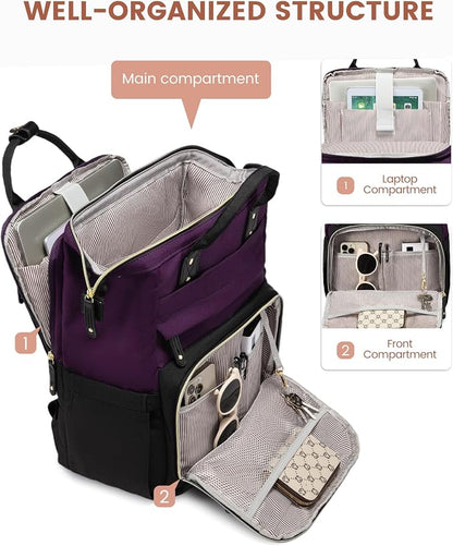 LOVEVOOK Laptop Backpack for Women, 15.6'' Waterproof Nurse Bag Teacher Work - Image 2