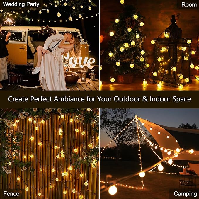 Jedavai Solar String Lights Outdoor 2 Pack 200 Led 80FT Warm White Crystal - Image 2