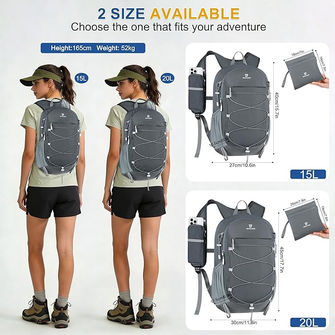 BECOJADDE Hiking Backpack 20L Small Backpack Packable Day pack Water Resistant - Image 6