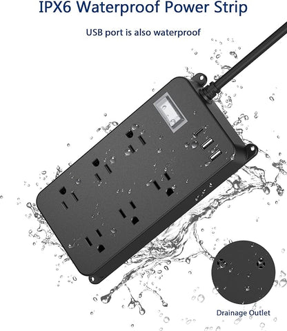 Outdoor Power Strip Weatherproof, 20W USB C Port, Waterproof Extension Cord - Image 2