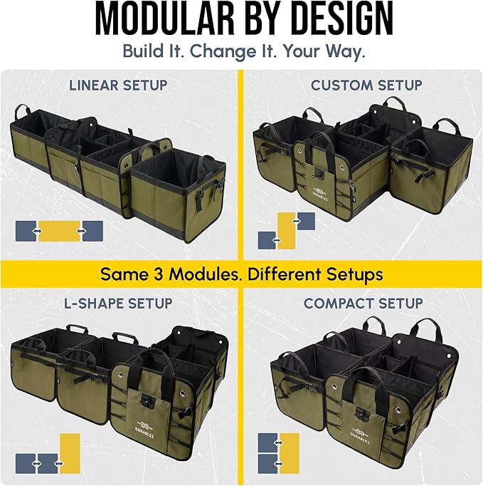 4-Section Extra Large Trunk Organizer – Heavy Duty 1680D, Collapsible & - Image 2