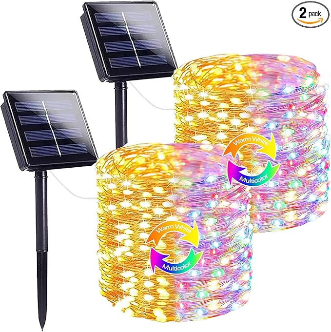 Warm White and Multicolor Color Changing Solar String Lights by SANJICHA