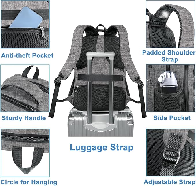 MATEIN Laptop Backpack with Lunch Box, 18 Inch Gray Mens Work Backpack - Image 6