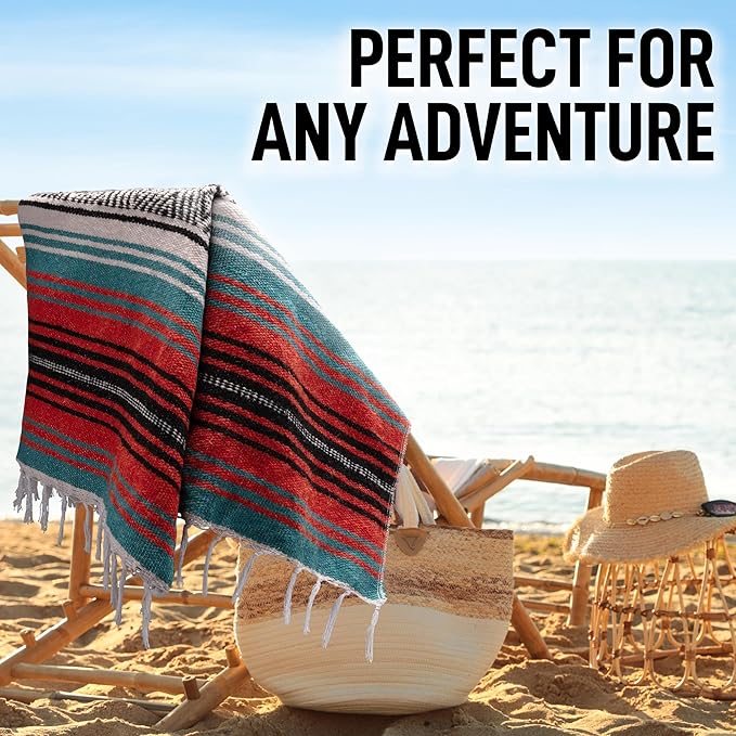 Hydration Nation Authentic Large Handwoven Mexican Blanket - Image 6