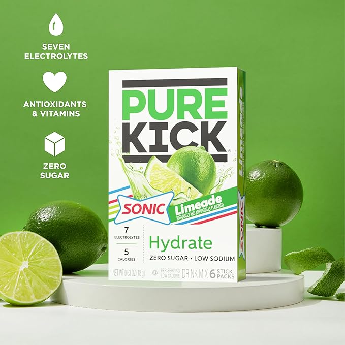PURE KICK Hydration Singles to Go Drink Mix, Sonic Limeade, Includes 12 Boxes - Image 3