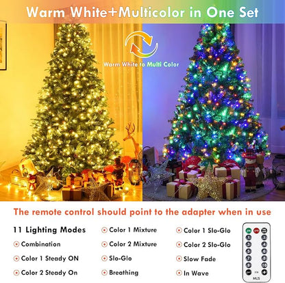 Warm White to Multicolor Color Changing 200 LED 66FT Connectable Christmas - Image 7