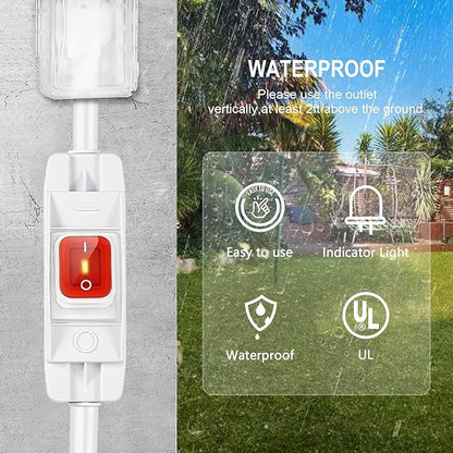 Extension Cord with Switch On/Off Waterproof Switch 10Ft No Plugging and - Image 3