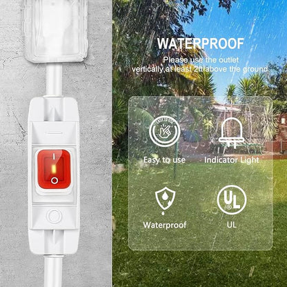 Extension Cord with Switch On/Off Waterproof Switch 25Ft No Plugging and - Image 3