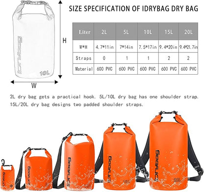 IDRYBAG Dry Bag for Kayaking Waterproof 2L/5L/10L/15L/20L, Small Dry Sack - Image 4
