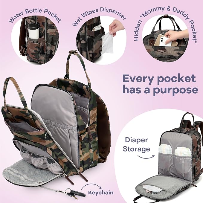 RUVALINO Diaper Bag Backpack, Large Capacity, Waterproof and Stylish - Image 3