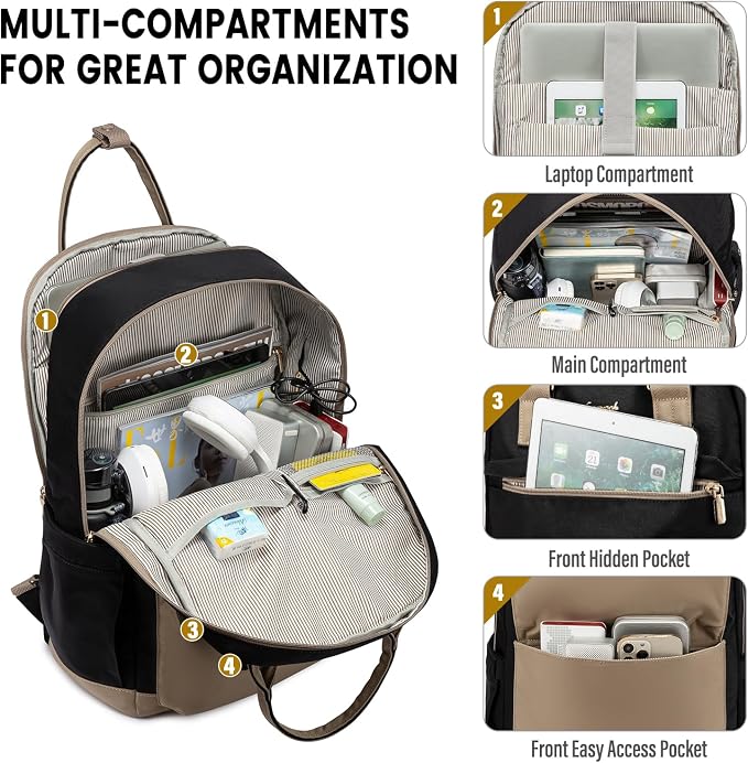 LOVEVOOK Laptop Backpack for Women, 15.6 Inch Laptop Bag - Image 2
