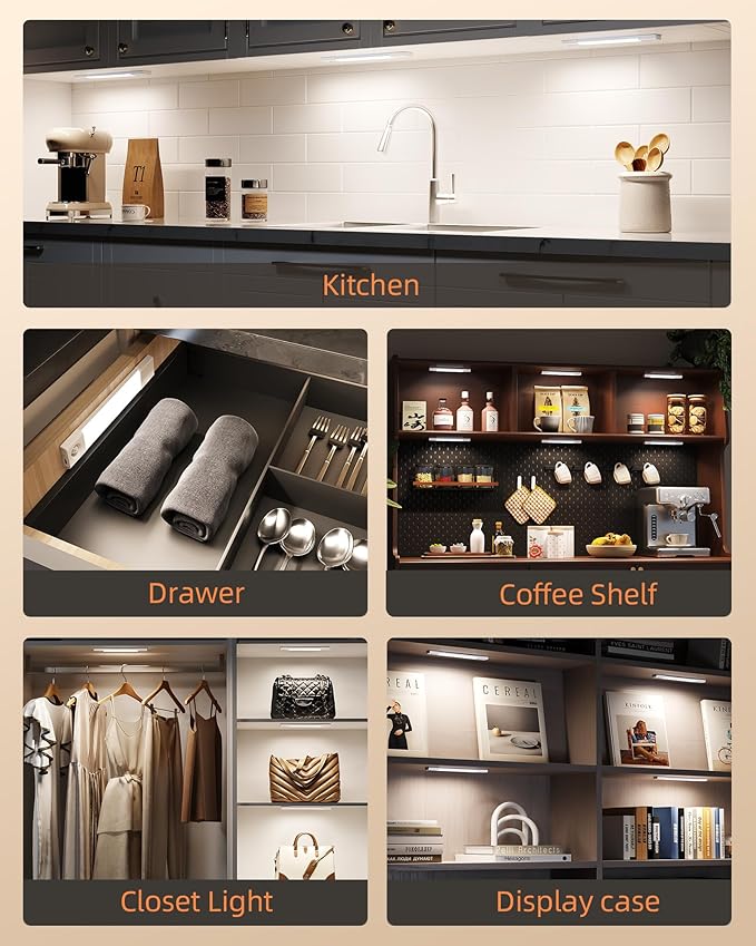 EZVALO 6-Pack Under Cabinet Lighting, Wireless Closet Lights, 50 LED - Image 7