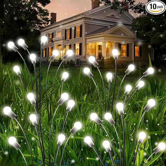 OZS 10 Pack Total 80 LED Solar Firefly Lights Fairy Outdoor by OZS
