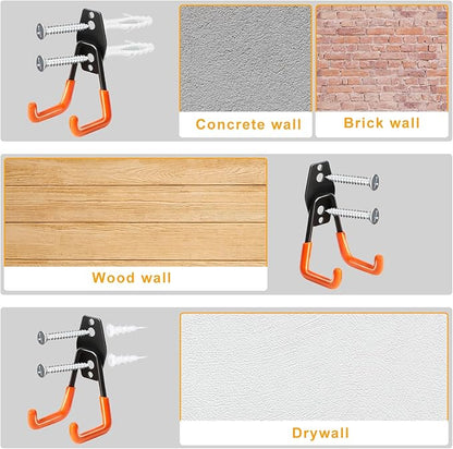 KURUI Heavy Duty Wall Hook for Hanging, 2 Pack Garage Tool Organizer Wall Mount - Image 7