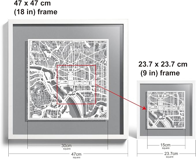 Washington D.C.s Cut Map framed by O3 Design Studio, 18x18 inches, paper - Image 3