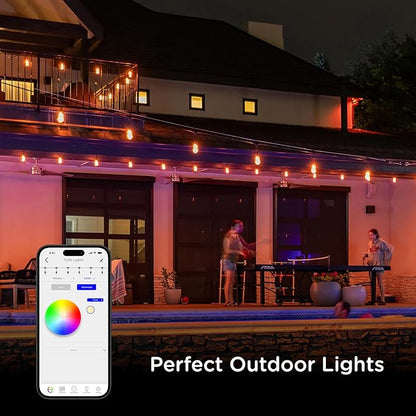 Enbrighten Vibe Vintage Outdoor String Lights Gen 2, 24 RGBWIC Acrylic Bulbs - Image 4