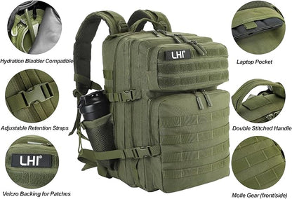 LHI Military Tactical Backpack for Men and Women 45L Army 3 Days Assault Pack - Image 7