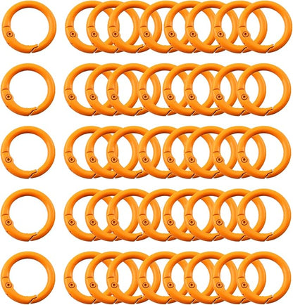 Carabiner Clip 48Pcs Orange Metal Key Ring Clip Circle Keychain Rings Bulk by KJMLDIY