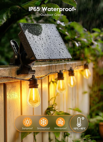 Minetom 34FT Solar String Lights Outdoor Waterproof, 9 LED S14 Shatterproof Bulb - Image 3