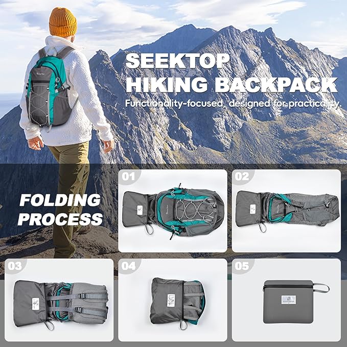 Seektop 20L Foldable Waterproof Hiking Backpack, Ultralight Small Lightweight - Image 7