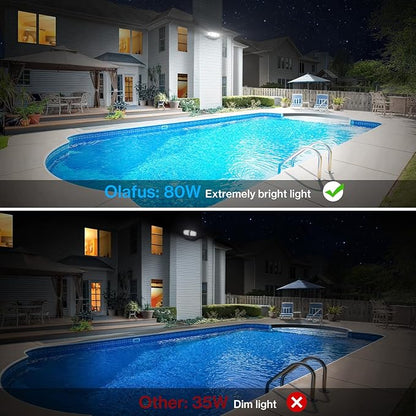 Olafus 80W Flood Lights Outdoor 2 Pack, Switch Controlled LED Security Lights - Image 3