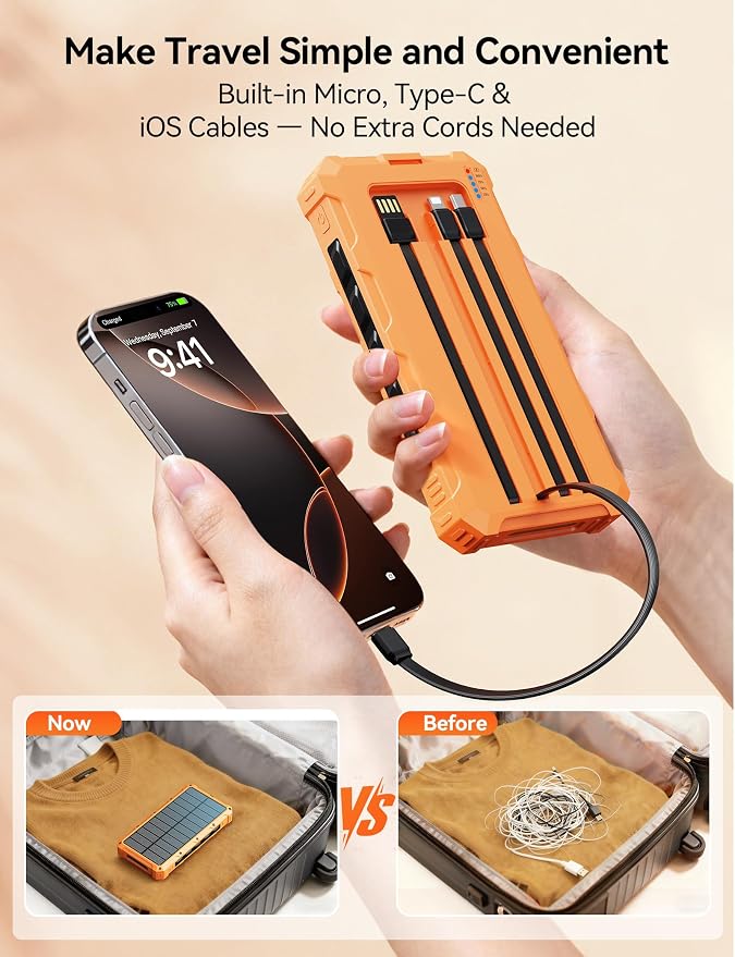 Solar-Charger-Power-Bank - 20000mah Solar Powered Battery Charger Cell Phone - Image 3