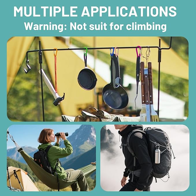 Multi-Pack Aluminum Carabiner Clips, Outdoor Activities - Image 7
