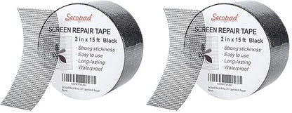 Secopad Black Window Screen Repair Tape, 2 in X 15 FT Screen Repair Kit by Secopad