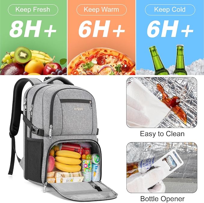 Insulated Lunch Backpack Fit 17" Laptop, Work Backpack - Image 4