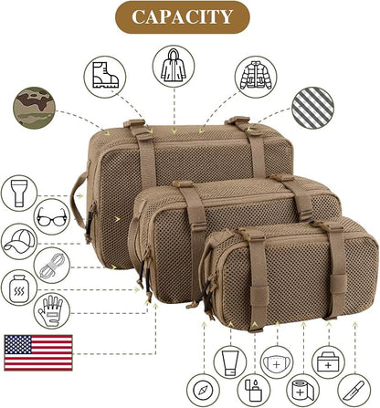 PETAC GEAR 3 PCS Tactical Modular Packing Cubes, Large Capacity Mesh Storage Bag - Image 2