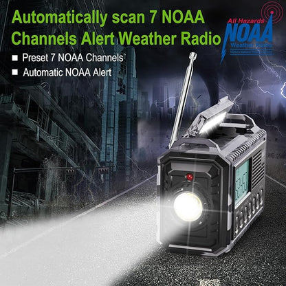 Raynic Solar Radio, 12000mAh/44400mWh Battery Operated Weather Radio, Hand - Image 2