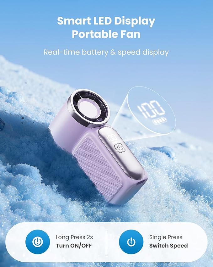 Gaiatop Portable Handheld Mini Fan, 6 Speeds 16900 RPM High Velocity Personal - Image 4