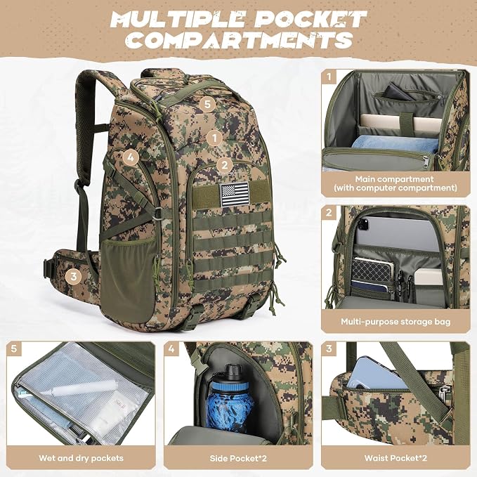 Maelstrom Tactical Backpack for Men, Water Resistant 40L Military Backpack - Image 5
