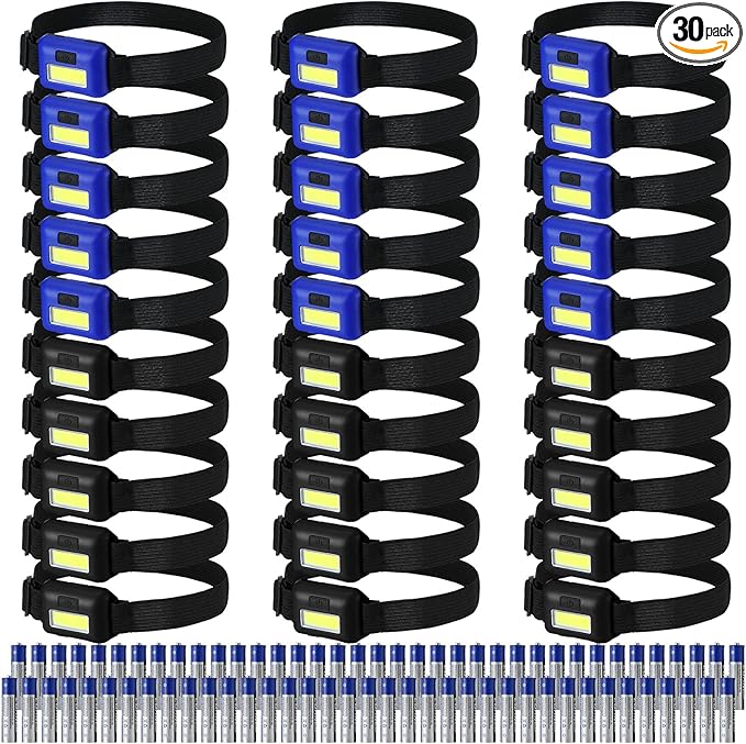 Macarrie 30 Pcs LED Headlamp Flashlight by Macarrie