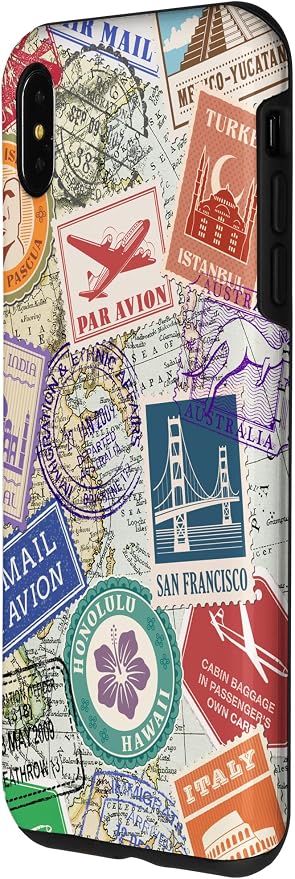 World Map Travel Passport Stamps Postage Stamp Case - Image 2