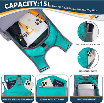 15L Foldable Hiking Backpack, Lightweight Packable Waterproof Machine Washable - Image 5